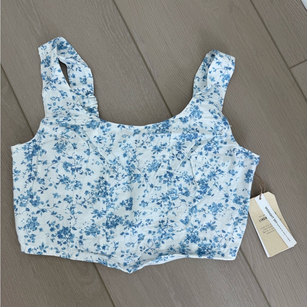 Blue Floral Women's Crop Top